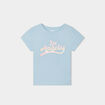 T-shirt col rond manches courtes coton bleu fille
