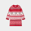 Robe pull Noël col rond manches longues rouge bébé fille