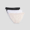 Lot 3 culottes en coton détail dentelle rose poudrée femme