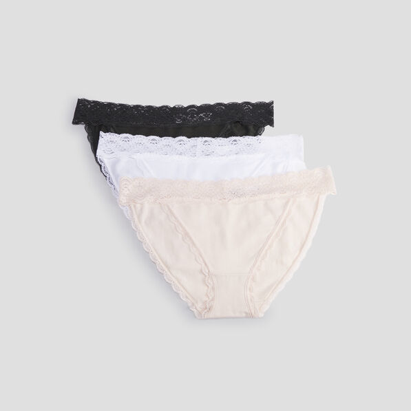 lot 3 culottes en coton detail dentelle rose poudree femme Lot 3 culottes en coton détail dentelle rose poudrée femme