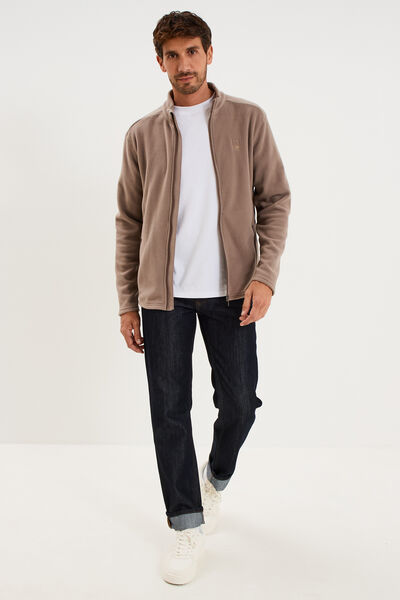 Veste polaire zipp&eacute; col montant gris homme