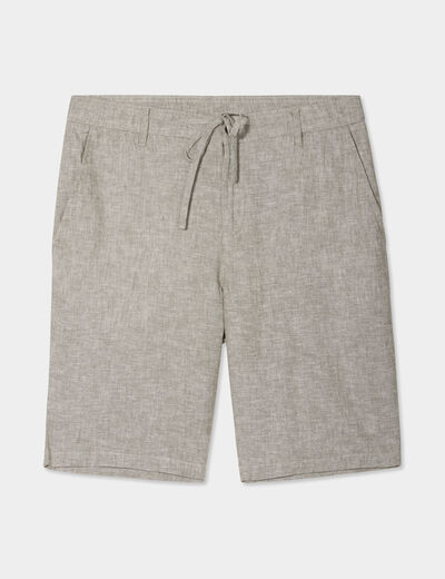 Bermuda chino à coulisse lin mélangé vert kaki homme