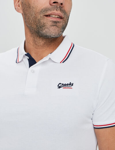 Polo avec broderie poitrine coton Creeks blanc homme