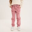 Pantalon paperbag mom taille élastiquée vieux rose fille