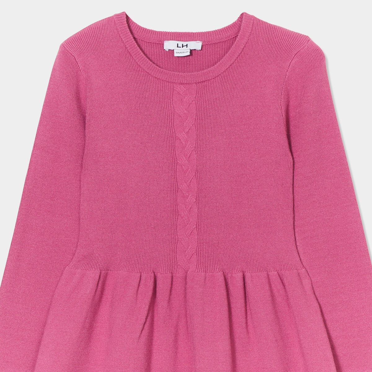 Robe tricot évasée manches longues prune fille