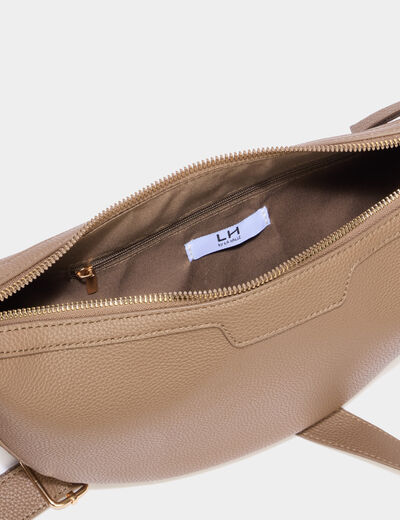 Sac banane zipp&eacute;e taupe femme