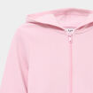 Sweat zipp&eacute; &agrave; capuche droit molleton rose clair fille