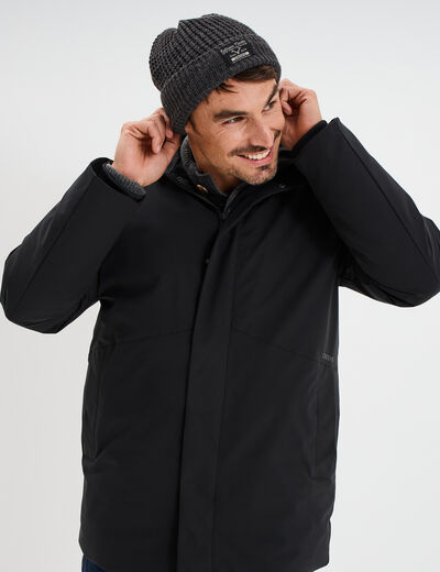 Parka mi-longue &agrave; capuche noir homme