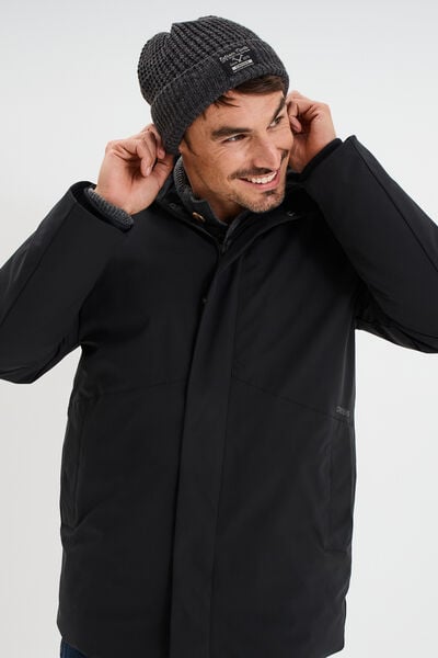 Parka mi-longue &agrave; capuche noir homme