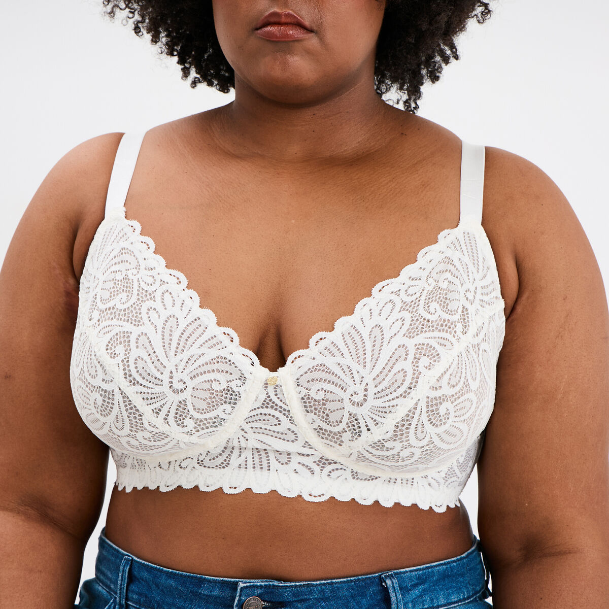 Soutien-gorge embo&icirc;tant dentelle blanc femme grande taille