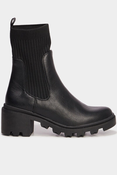 Bottines chelsea chaussettes noir femme