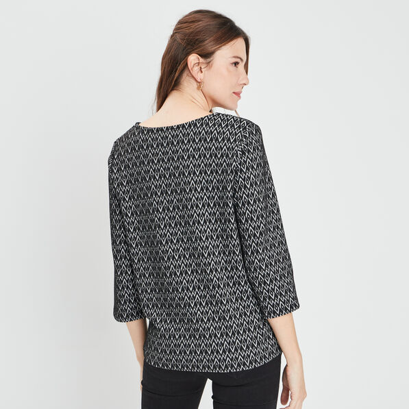 t shirt manches 34 noir femme T-shirt manches 3/4 noir femme
