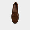 Mocassin su&eacute;dine boucle m&eacute;tal marron femme