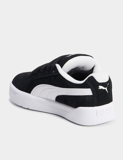 Tennis basses à lacets en cuir Puma noir garçon