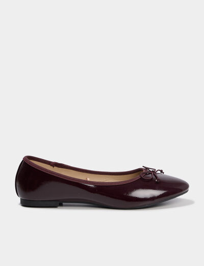 Ballerines vernies avec noeud bordeaux femme