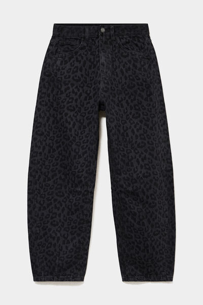 Jean balloon coton denim noir femme