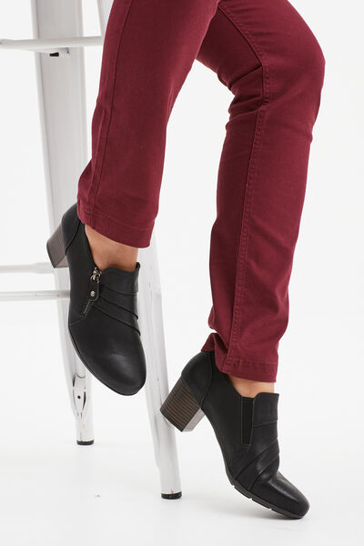 Bottines confort &agrave; talons zipp&eacute;s noir femme