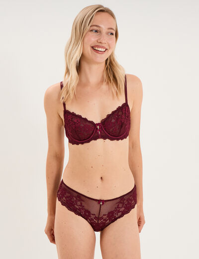 Soutien-gorge corbeille avec dentelle prune femme