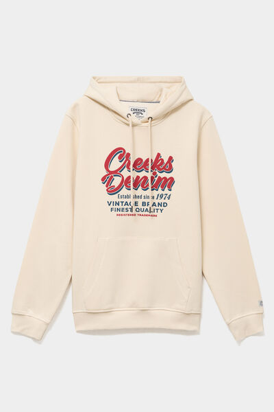 Sweat hoodie 1 poche ecru homme