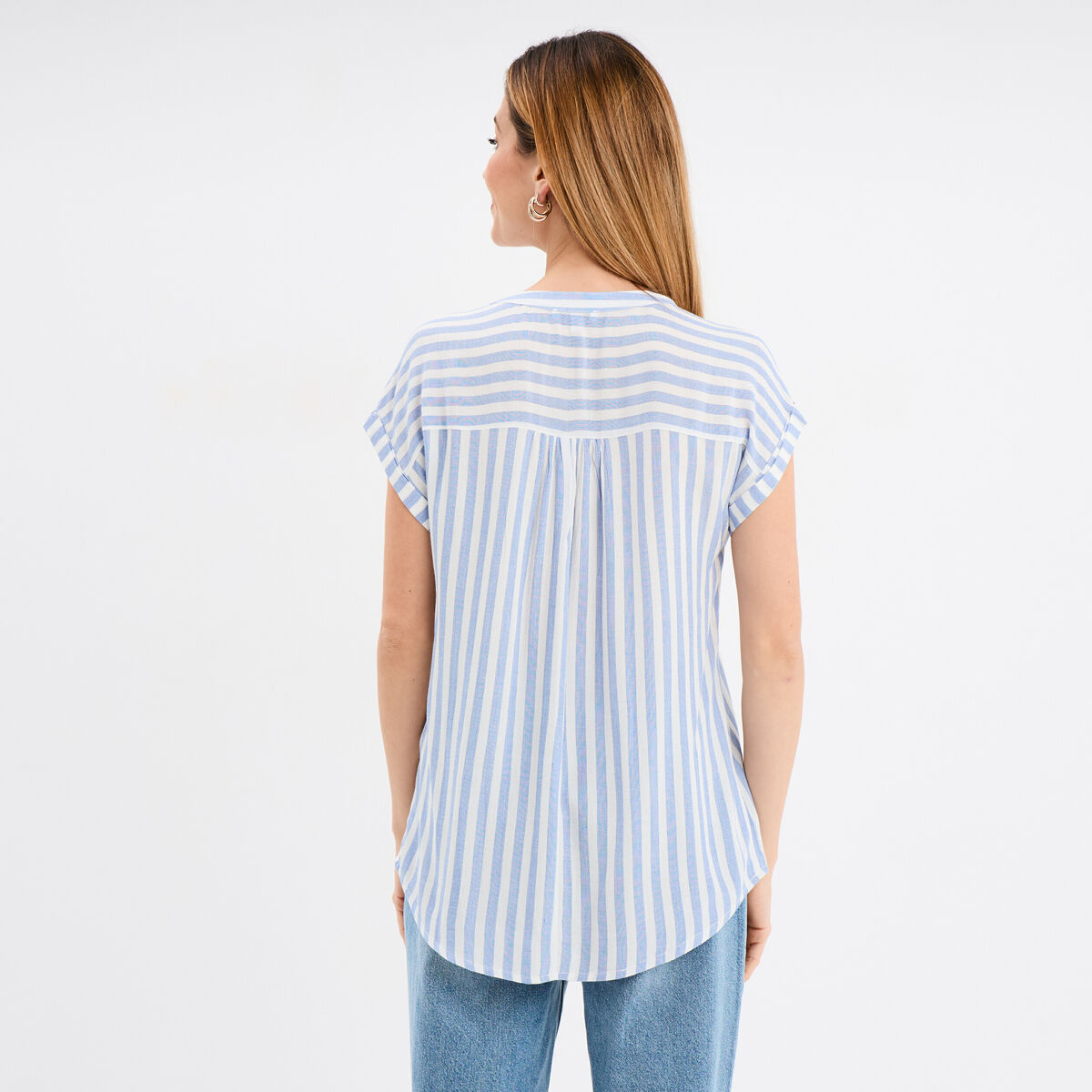 Blouse cr&eacute;pon manches courtes ecru femme