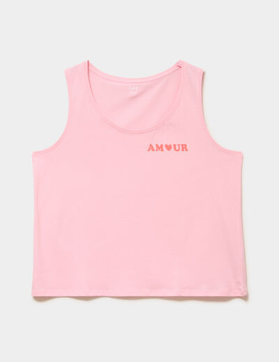 D&eacute;bardeur col rond coton rose femme grande taille