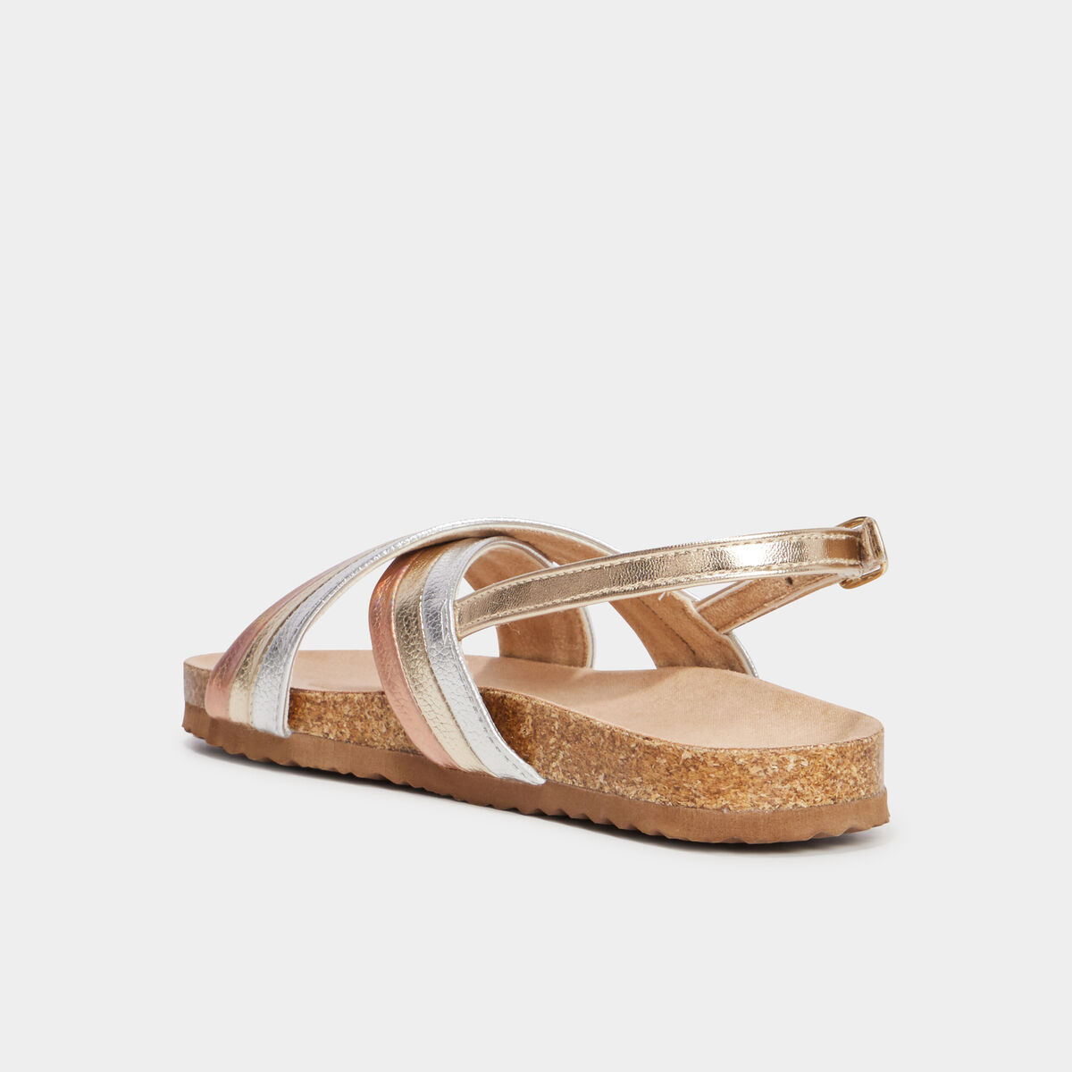 Sandales plates brides croisées jaune or fille