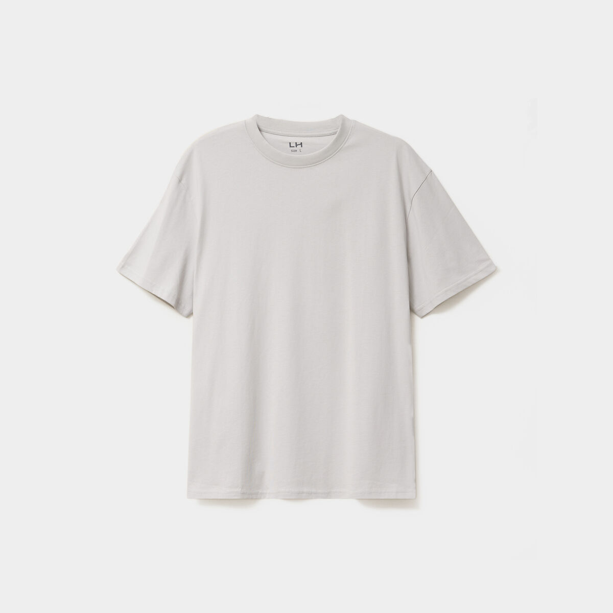 T-shirt col rond manches courtes coton gris clair homme