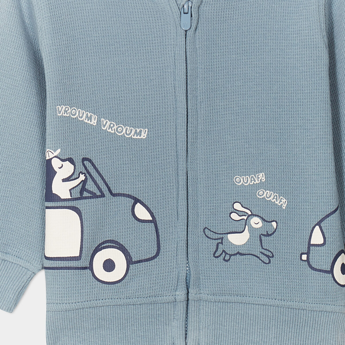 Sweat zippé à capuche coton gris bébé garçon