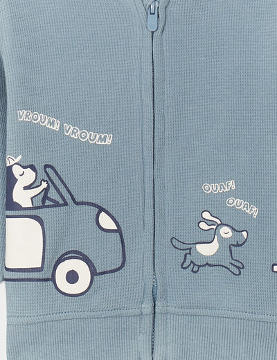 Sweat zippé à capuche coton gris bébé garçon