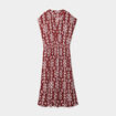 Robe midi crépon col tunisien terracotta femme