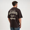 T-shirt relax manches courtes coton marron fonc&eacute; homme