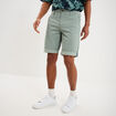 Bermuda short chino droit coton stretch vert olive homme
