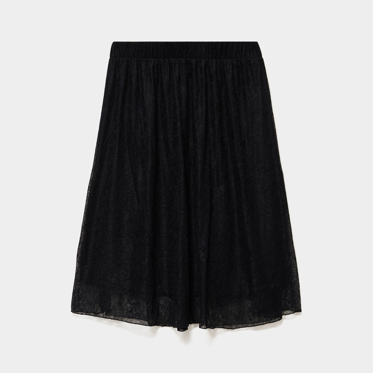 Jupe longue &eacute;vas&eacute;e en dentelle noir femme grande taille