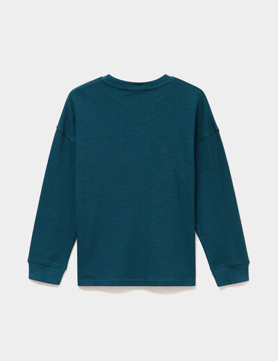 T-shirt manches longues logo creeks bleu canard gar&ccedil;on