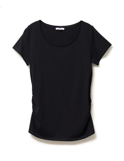 T-shirt grossesse manches courtes coton noir femme maternité