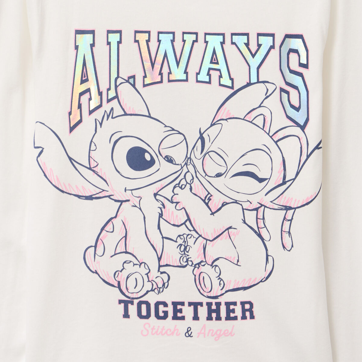T-shirt manches longues coton Stitch ivoire fille