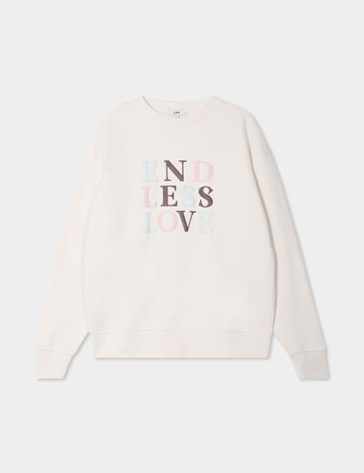 Sweat col rond manches longues blanc femme