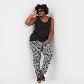 pantalon fluide taille elastiquee noir femmegt Pantalon fluide taille élastiquée noir femme grande taille