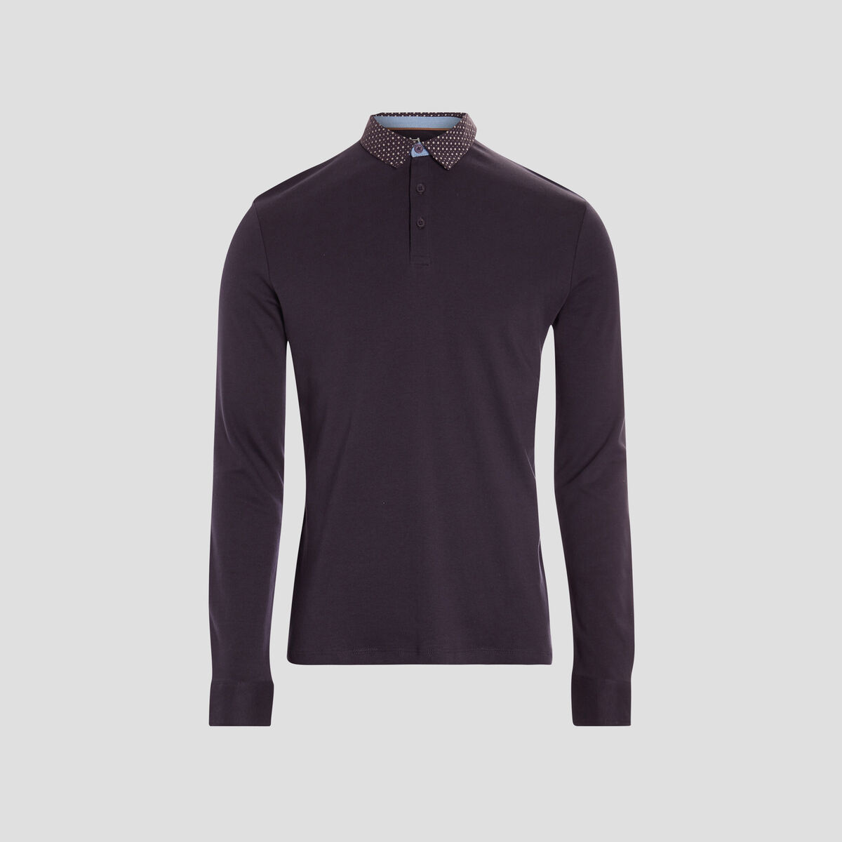 Polo manches longues bleu marine homme