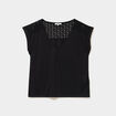 T-shirt col en V ajour&eacute; &eacute;paules et dos noir femme
