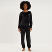 Ensemble pyjama effet polaire col rond noir femme