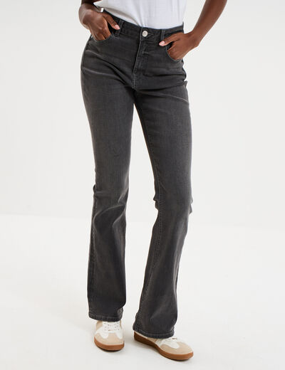 Jeans flare 5 poches denim gris femme