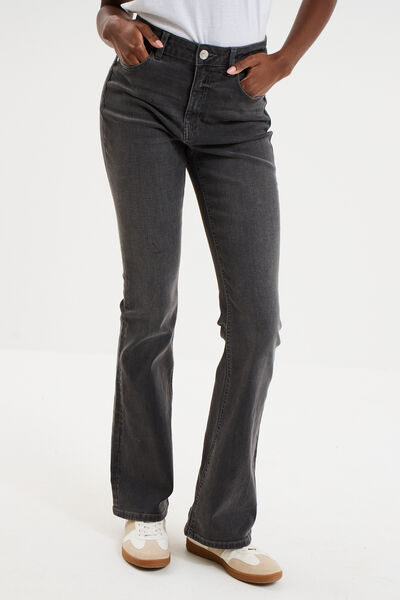 Jeans flare 5 poches denim gris femme