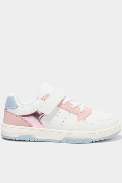 Baskets &agrave; scratchs bout renforc&eacute; blanc fille