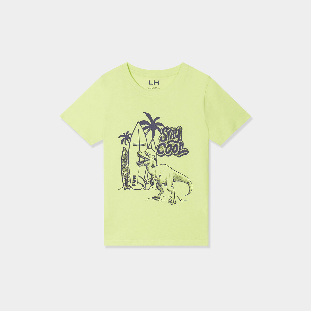 T-shirt à col rond manches courtes vert fluo garçon