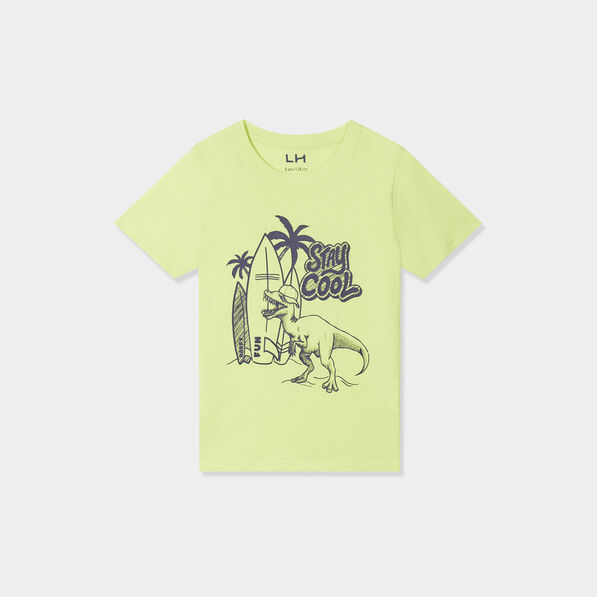 T-shirt à col rond manches courtes vert fluo garçon