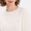 T-shirt col rond manches courtes coton ecru femme