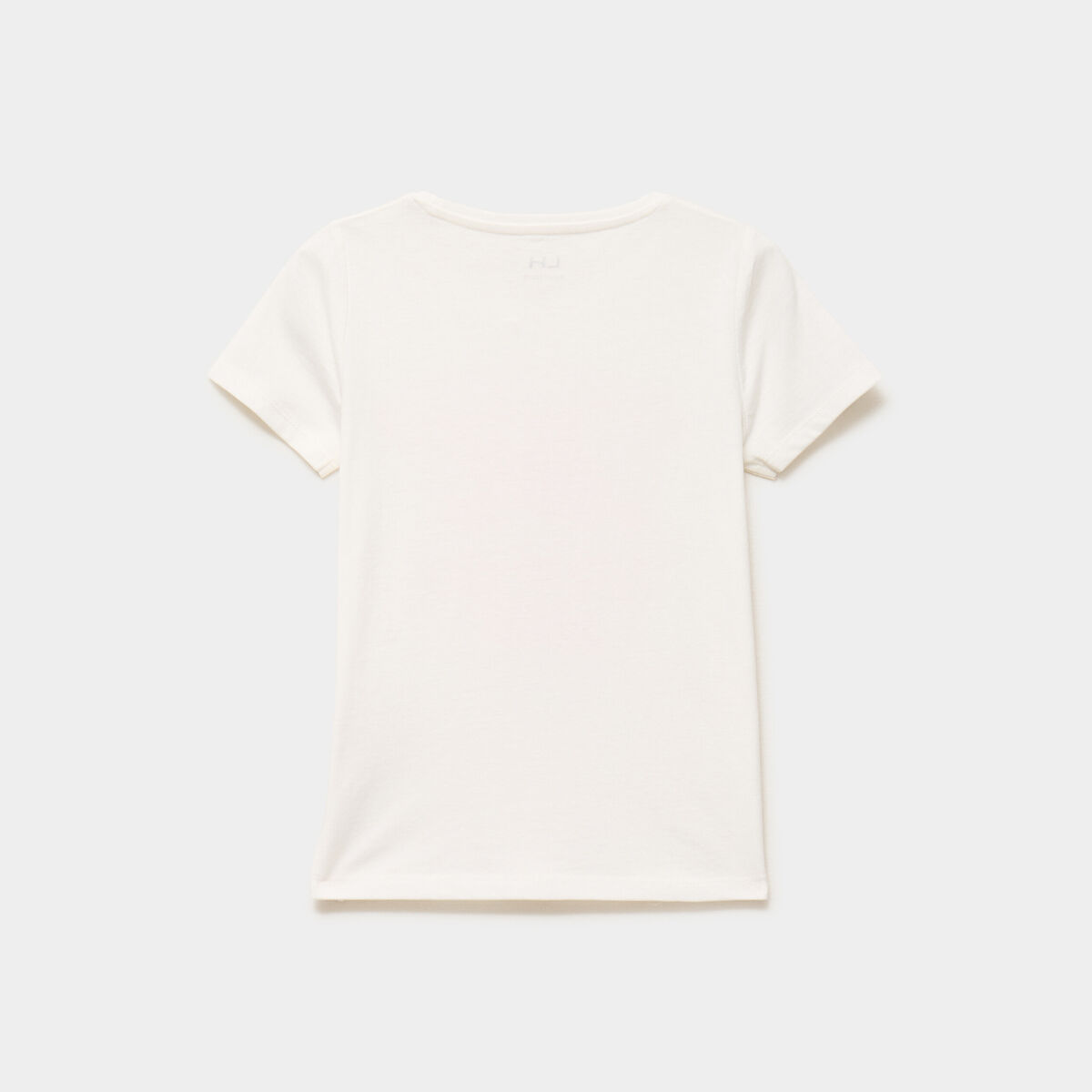T-shirt col rond manches courtes coton ivoire fille