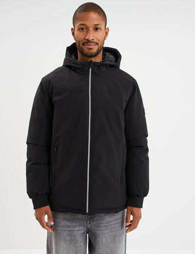 Blouson à capuche zippé noir homme