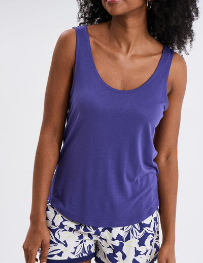 Ensemble pyjama short et débardeur bleu marine femme